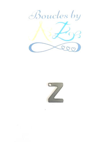 Pendentif lettre Z acier inox argenté 11x10mm
