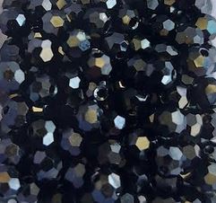 Perles rondes à facettes noires 4mm x50.