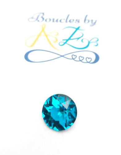 Cabochon strass turquoise 14mm