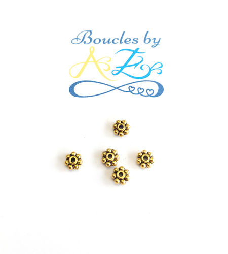 Perles intercalaires fleurs dorées 5mm x30