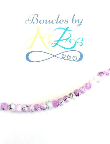 Perles tricolores violet/noir/blanc 4mm x50