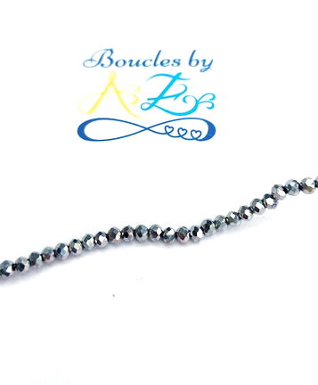 Perles à facettes argentées 3x2mm x100.
