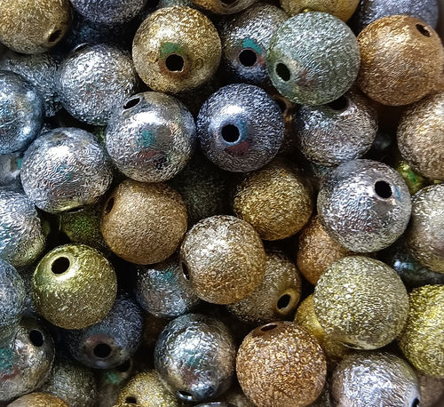 Perles scintillantes doré/argenté 10mm x20.