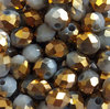 Perles bicolores gris/doré 6x5mm x40