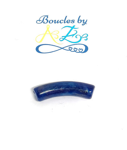 Perle tube incurvé, bleue acrylique 32x10mm