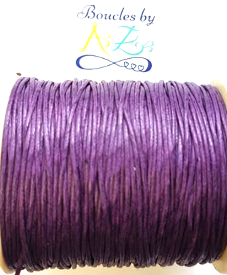 Fil coton ciré violet 1mm.